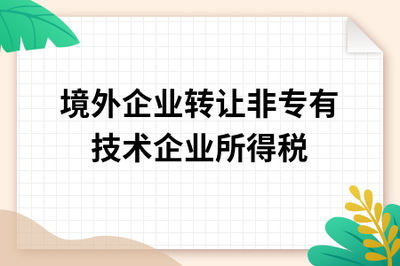 境外企業(yè)轉(zhuǎn)讓非專有技術(shù)至中國境內(nèi)的企業(yè)所得稅稅務(wù)處理解析
